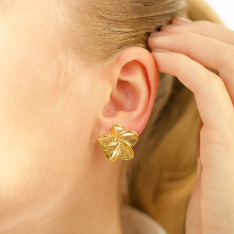 waterproof bloem oorbellen in verguld staal - OCEANA