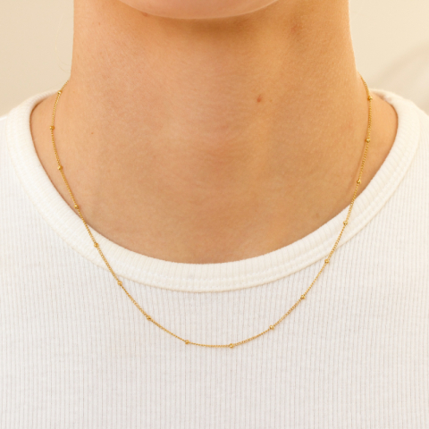 waterproof bolletje ketting in verguld staal 40+5 cm x 2,0 mm  - OCEANA