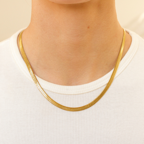 waterproof slangenketting in verguld staal 40+5 cm x 5 mm  - OCEANA