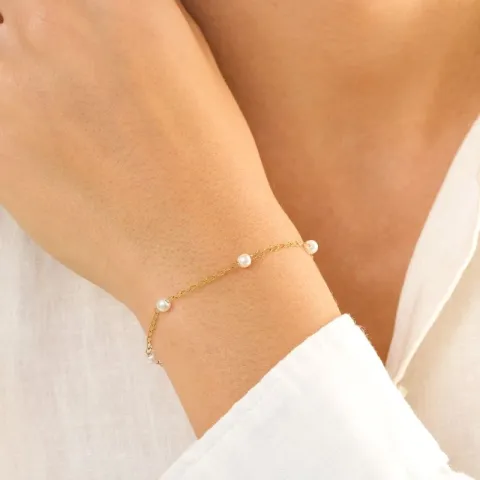 waterproof parel armband in verguld staal - OCEANA