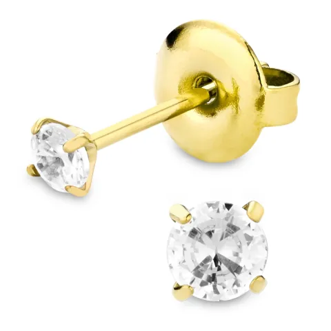 3 mm waterproof solitaire oorbel in verguld staal - OCEANA