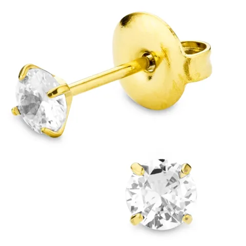 4 mm waterproof zirkoon solitaire oorbel in verguld staal - OCEANA