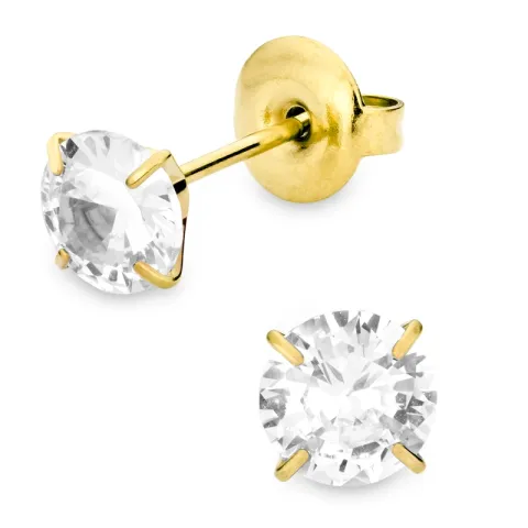 6 mm waterproof solitaire oorbel in verguld staal - OCEANA