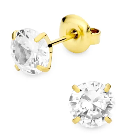 7 mm waterproof zirkoon solitaire oorbel in verguld staal - OCEANA