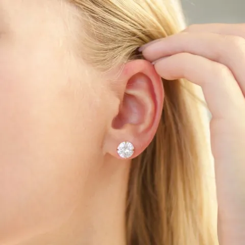 8 mm waterproof solitaire oorbel in verguld staal - OCEANA