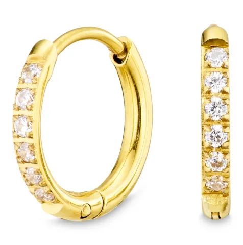 11 mm waterproof zirkoon creool in verguld staal - OCEANA