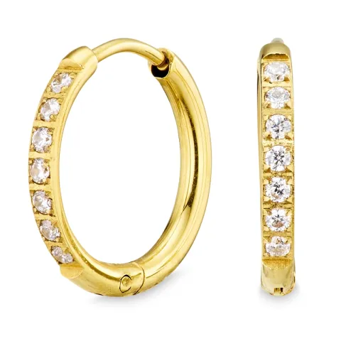 13 mm waterproof zirkoon creool in verguld staal - OCEANA