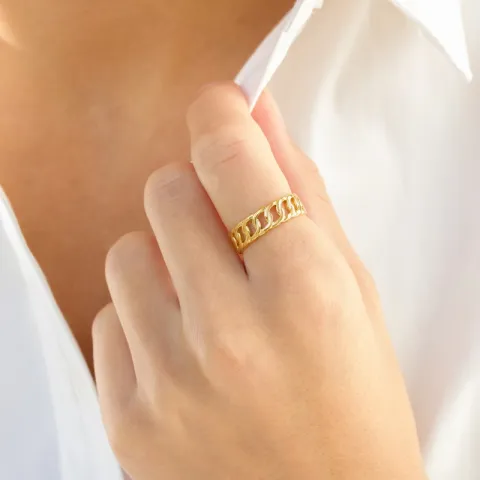 waterproof panzer verstelbaar ring in verguld staal - OCEANA