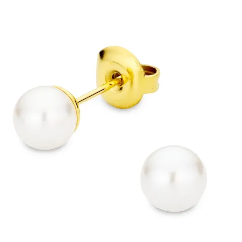 6 mm waterproof parel oorsteker in verguld staal - OCEANA