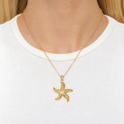 waterproof zeester ketting in verguld staal - OCEANA