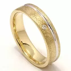tweekleurige diamant trouwring in 14 karaat goud-en witgoud 1 x 0,025 ct