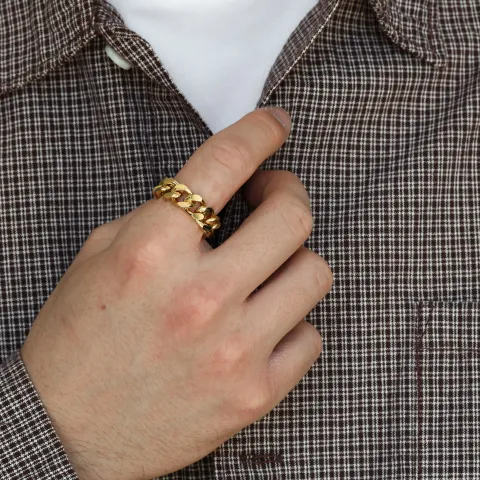 waterproof panzer ring in verguld staal