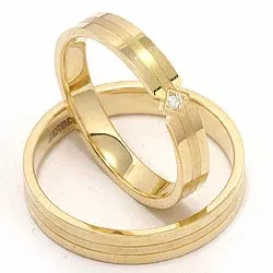 diamant trouwringen in 14 karaat goud 0,018 ct - set