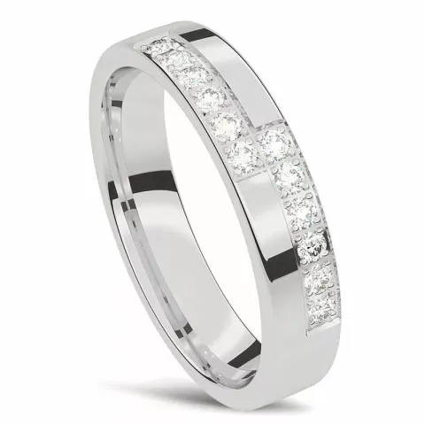 Elegant Damesring in 14 karaat witgoud 0,0165 ct