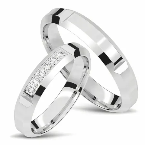 trouwringen in 14 karaat witgoud 0,0165 ct - set