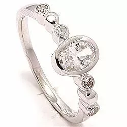 ovale zirkoon ring in gerodineerd zilver