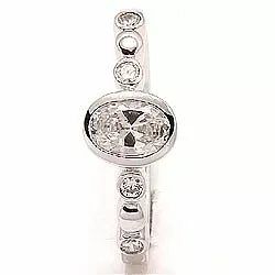 ovale zirkoon ring in gerodineerd zilver