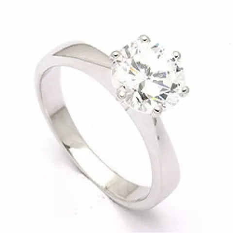 witte zirkoon solitaire ring in gerodineerd zilver