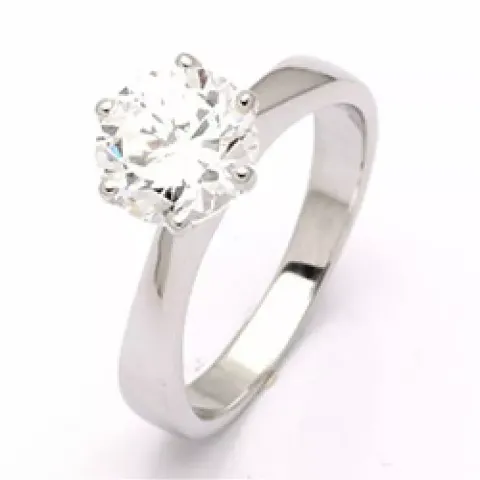 witte zirkoon solitaire ring in gerodineerd zilver