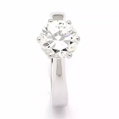 witte zirkoon solitaire ring in gerodineerd zilver