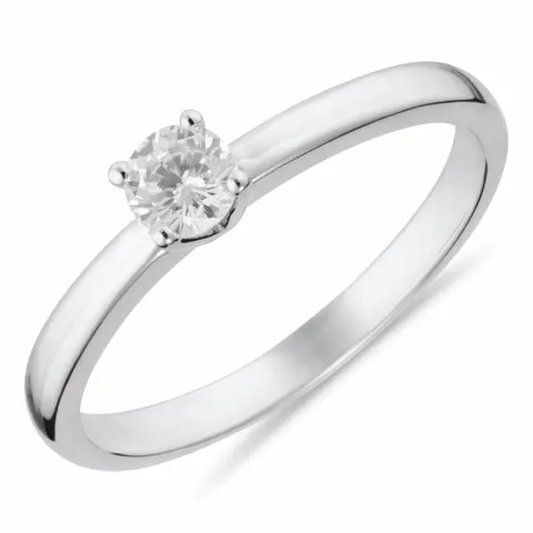 witte zirkoon solitaire ring in gerodineerd zilver