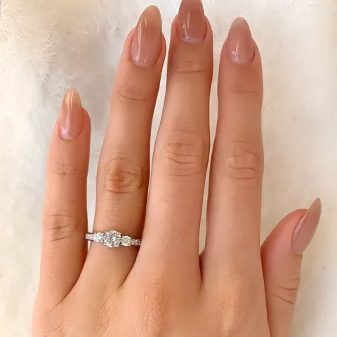 witte zirkoon vinger ringen in gerodineerd zilver