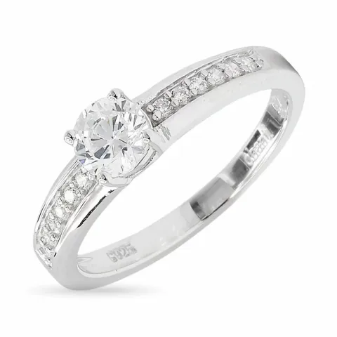 witte zirkoon ring in gerodineerd zilver