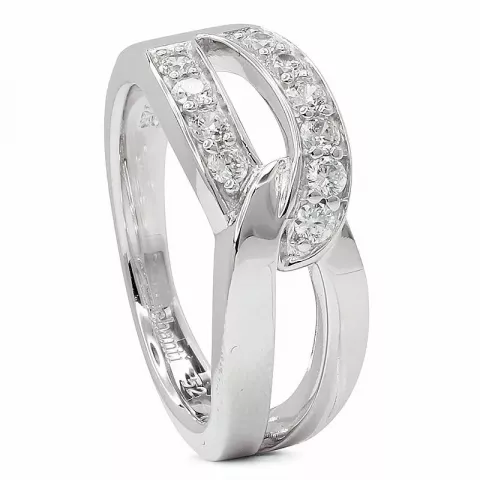 Ringen: abstract witte zirkoon ring in gerodineerd zilver