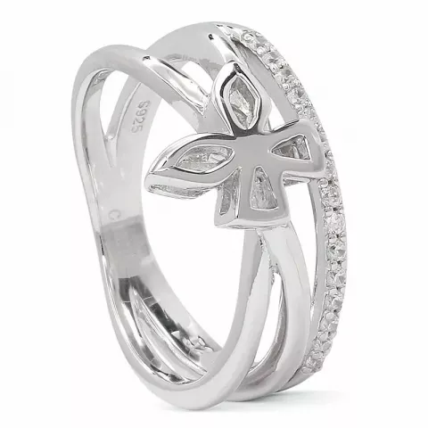 Elegant vlinder zirkoon ring in gerodineerd zilver