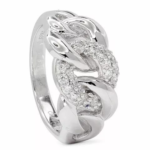 Elegant abstract zirkoon ring in gerodineerd zilver