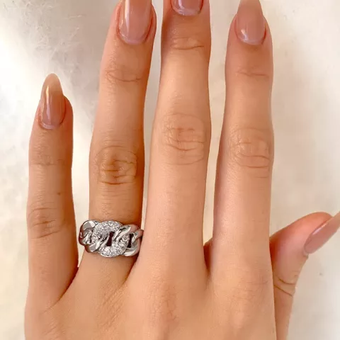 Elegant abstract zirkoon ring in gerodineerd zilver