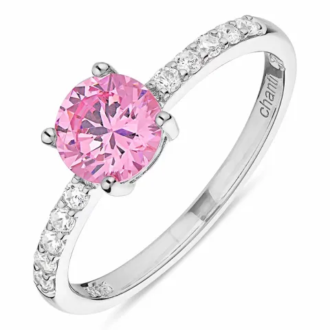 pink zirkoon ring in zilver