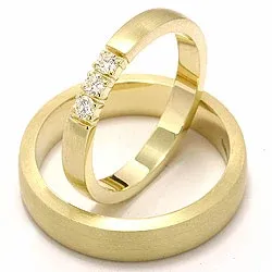 matte trouwringen in 14 karaat goud 3 x 0,05 ct - set
