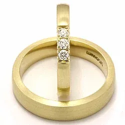 matte trouwringen in 14 karaat goud 3 x 0,05 ct - set
