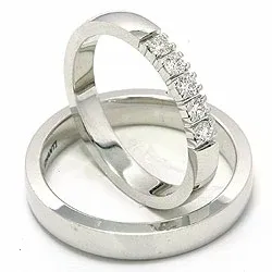 Trouwringen in 14 karaat witgoud 5 x 0,05 ct - set