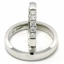 Trouwringen in 14 karaat witgoud 5 x 0,05 ct - set