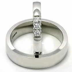 Trouwringen in 14 karaat witgoud 3 x 0,05 ct - set