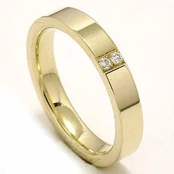 Elegant smal trouwring in 14 karaat goud 2 x 0,018 ct