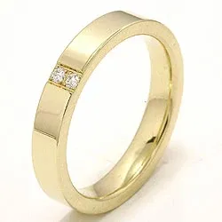 Elegant smal trouwring in 14 karaat goud 2 x 0,018 ct