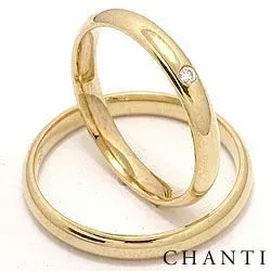 Smal rond diamant trouwringen in 14 karaat goud 0,025 ct - set