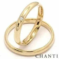Smal rond diamant trouwringen in 14 karaat goud 0,025 ct - set