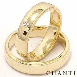 Brede ovaal diamant trouwringen in 14 karaat goud 0,05 ct ct - set