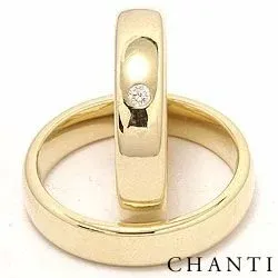 Brede ovaal diamant trouwringen in 14 karaat goud 0,05 ct ct - set