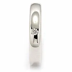 trouwring in 14 karaat witgoud 0,05 ct