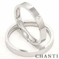 trouwringen in 14 karaat witgoud 0.025 ct - set