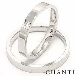 trouwringen in 14 karaat witgoud 0.025 ct - set