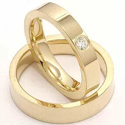 diamant trouwringen in 14 karaat goud 0,10 ct - set