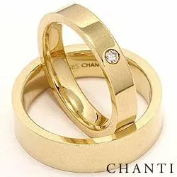 diamant trouwringen in 14 karaat goud 0,05 ct - set