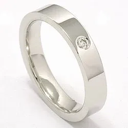 briljant trouwring in 14 karaat witgoud 0,05 ct