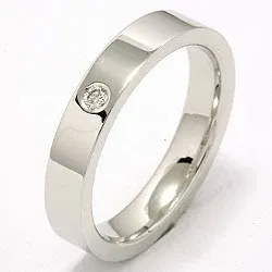 briljant trouwring in 14 karaat witgoud 0,05 ct